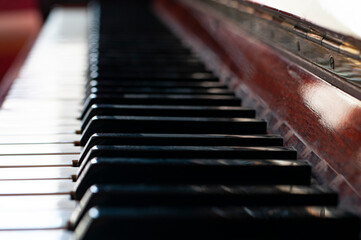 close-up of beautiful piano keys
