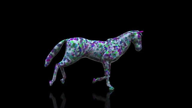 Colorful ceramic Horse running seamless loop