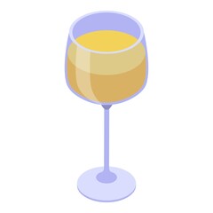 Yellow wine glass icon. Isometric of yellow wine glass vector icon for web design isolated on white background