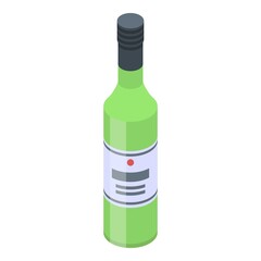 Green wine bottle icon. Isometric of green wine bottle vector icon for web design isolated on white background