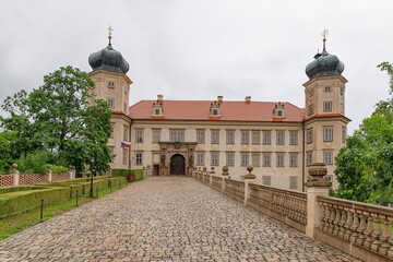 Fototapeta na wymiar A quadrangular chateau in Mnisek pod Brdy, situated in the picturesque landscape of the Brdy Highlands near Prague - Central Bohemia - Czech Republic