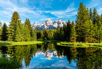 Reflection of the Grand Teton Mountain Range in Grand Teton National Park (2)