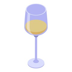 Half white wine glass icon. Isometric of half white wine glass vector icon for web design isolated on white background