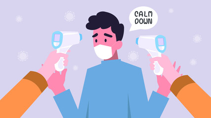 young man with Temperature Tool