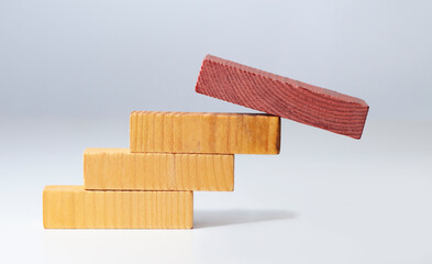 beige wooden chip, stairs on the white background