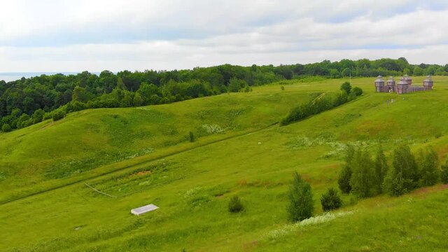 Field over the Pleshcheyevo lake. Pereslavl-Zalessky, Russia.
