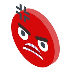 Red rage emoji icon. Isometric of red rage emoji vector icon for web design isolated on white background