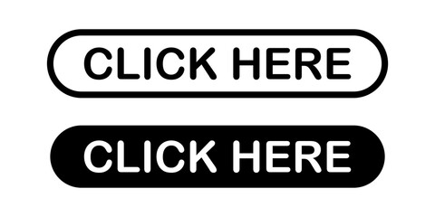 Click here web button. Vector isolated elements. click here sign. Push button. Stock vector.