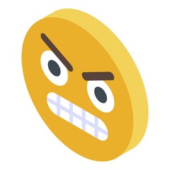 Yellow emoji rage icon. Isometric of yellow emoji rage vector icon for web design isolated on white background