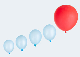 red and blue balloons isolated on white