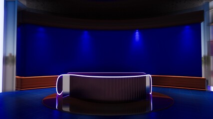 3d Virtual TV Studio_3D illustration