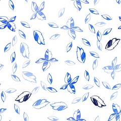 Dark BLUE vector seamless elegant wallpaper with leaves. Blurred decorative design in Indian style with leaves. Template for business cards, websites.