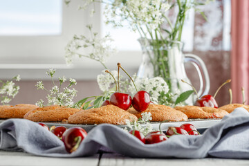 homemade vegan muffins with fresh cherries
