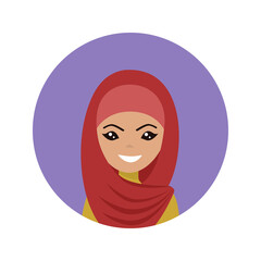 User icon of young muslim woman in flat style
