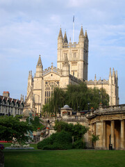 Fototapeta na wymiar A view from Bath town with the Bath Abbey on the background, in England, UK.