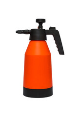 Hand-pumped sprayer isolated on white background. Garden pressure sprayer for dispensing fertilizer, pesticide or herbicide. Garden accesories
