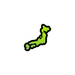 Map of Japan Vector Icon. Isolated Tokyo World Map Cartoon Style Emoji, Emoticon Illustration