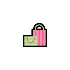 Shopping Bags Vector Icon. Isolated Bag Cartoon Style Emoji, Emoticon Illustration