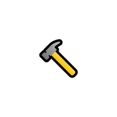 Hammer  Vector Icon. Isolated Cartoon Style Emoji, Emoticon Illustration