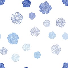 Light BLUE vector seamless abstract pattern with flowers. Modern abstract illustration with flowers. Template for business cards, websites.