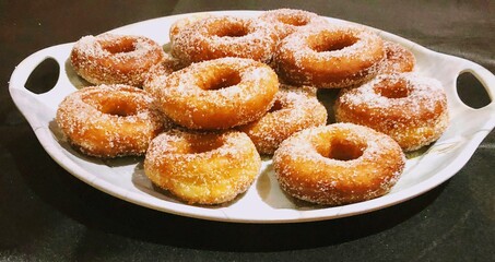 Beautiful sugary and homemade donuts