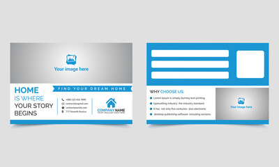 Real Estate Postcard Design Vector Template, Business Postcard Layout, Modern Postcard Design, and Business Template