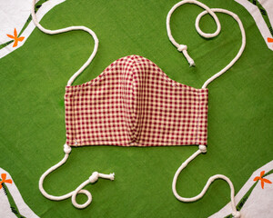 Red gingham mask front