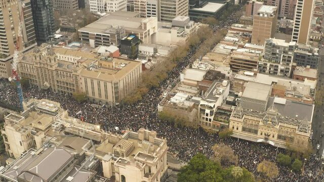 Black Lives Matter peaceful protest parliament Melbourne epic Aerial