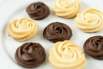 Homemade simple dark and white chocolate cookies