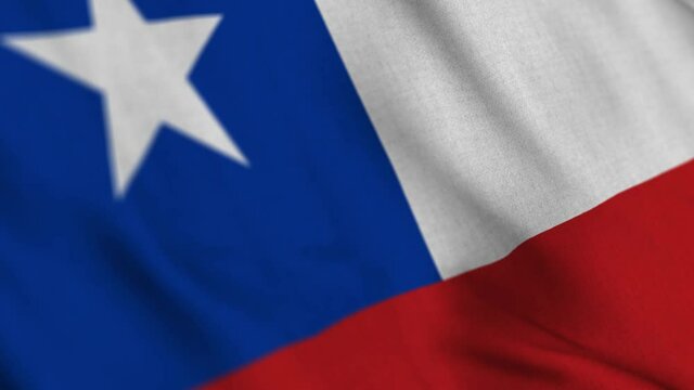 Chile national flag waving with fabric texture fluttering in wind in a seamless loop in smooth slowmotion animation background