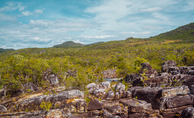Fototapeta na wymiar Landscape in Chapada dos Veadeiros National Park, Goias, Brazil. Adventure travel destination.