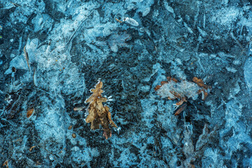 abstract background of blue frozen  water