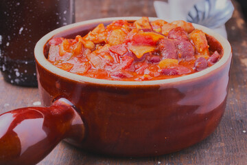 Bowl of  hot Mexican chilli,shot close up.