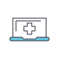 laptop with cross line and fill style icon vector design