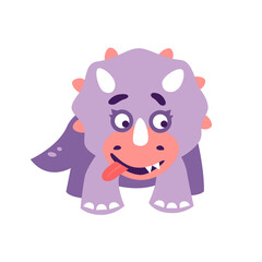 Cartoon flat vector illustration. Cute dinosaur illustration. Animal. Dinosaur baby print.