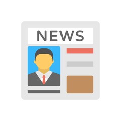 Newspaper icon illustration in flat design style. News symbol.