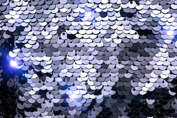Sequins texture. Sparkle girl glitter background. Colorful mermaid sequins isolated.