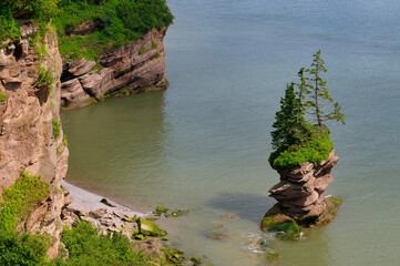 Flowerpot Rock at Fownes Head lookout along the Fundy Trail Parkway New Brunswick