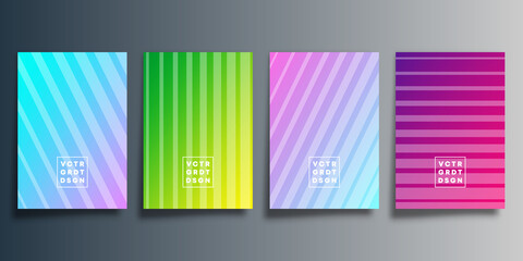 Set of colorful gradient cover with line design for background, flyer, poster, brochure, typography, or other printing products. Vector illustration