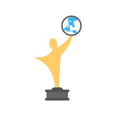 International trophy icon illustration. Global award symbol.