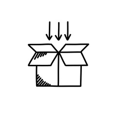 packaging logistics doodle icon, vector color illustration