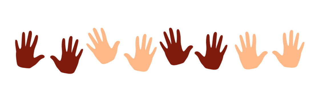 Integration Farbige Hände gemeinsame Vielfalt Zeichnung