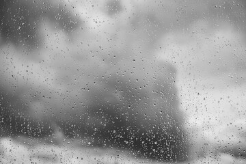 rain drops on window black and white