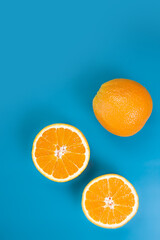 orange on blue background