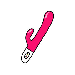 vibrator sex toy doodle icon, vector color illustration