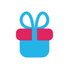 Gift with bowtie flat style icon vector design