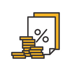 coins and receipt paper line and fill style icon vector design