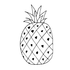 hand drawn doodle pineapple with heart