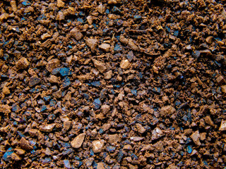 Close-up view of ground coffee