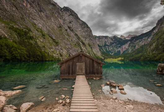 wooden cabin on the obersee lake